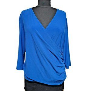 Coldwater Creek Surplice Jersey Top Jewel Blue Soft Wrap Women Size 1X